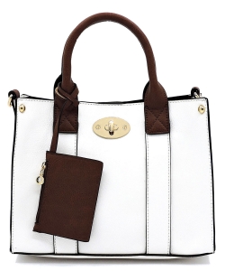 Faux Leather Mini Satchel Bag WU061 WHITE